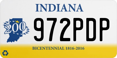 IN license plate 972PDP