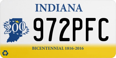 IN license plate 972PFC