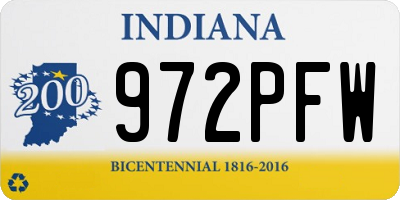 IN license plate 972PFW