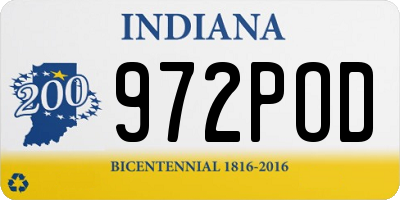 IN license plate 972POD