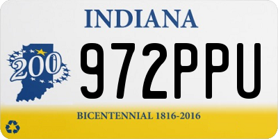 IN license plate 972PPU