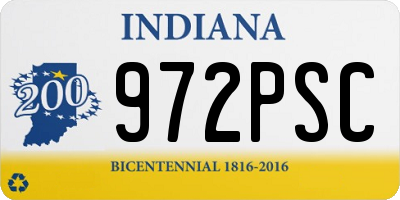 IN license plate 972PSC