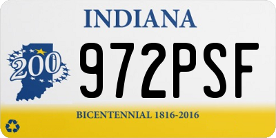 IN license plate 972PSF