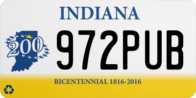 IN license plate 972PUB