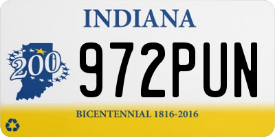 IN license plate 972PUN