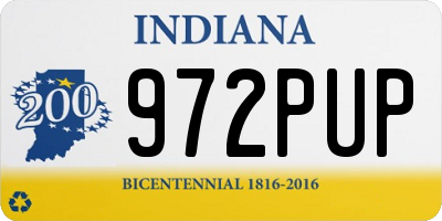 IN license plate 972PUP