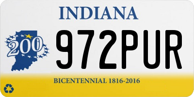 IN license plate 972PUR
