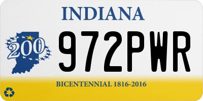 IN license plate 972PWR