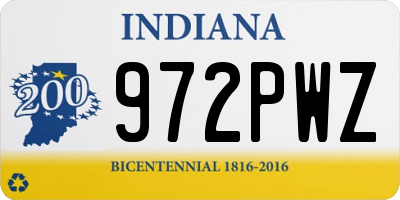 IN license plate 972PWZ