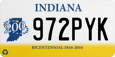 IN license plate 972PYK