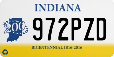IN license plate 972PZD
