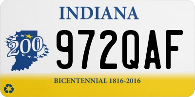 IN license plate 972QAF