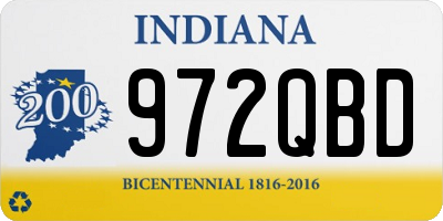 IN license plate 972QBD