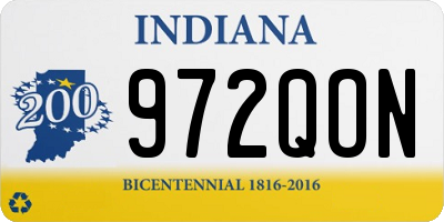 IN license plate 972QON