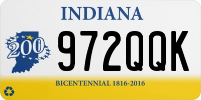 IN license plate 972QQK