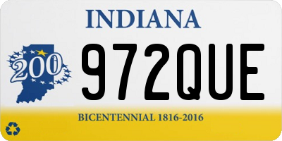 IN license plate 972QUE