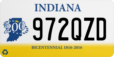 IN license plate 972QZD