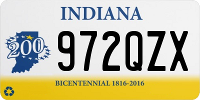 IN license plate 972QZX