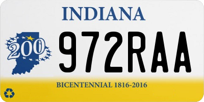 IN license plate 972RAA