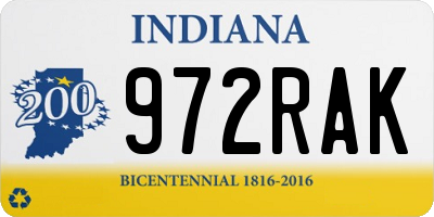 IN license plate 972RAK