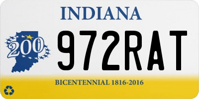 IN license plate 972RAT