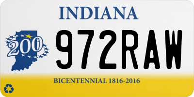 IN license plate 972RAW