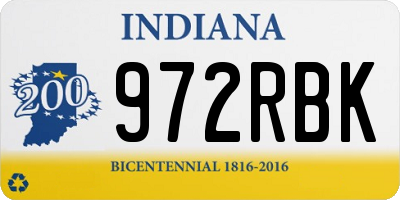 IN license plate 972RBK