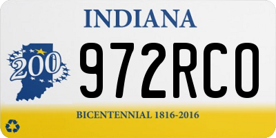 IN license plate 972RCO