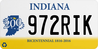 IN license plate 972RIK