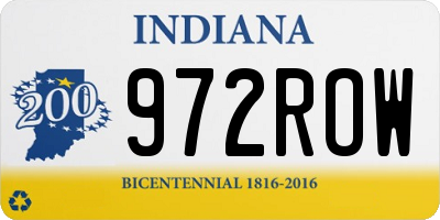 IN license plate 972ROW