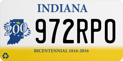 IN license plate 972RPO