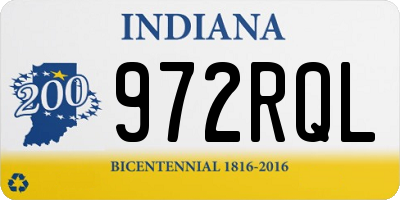 IN license plate 972RQL