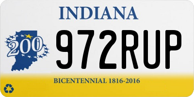 IN license plate 972RUP