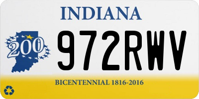 IN license plate 972RWV