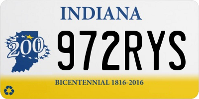 IN license plate 972RYS