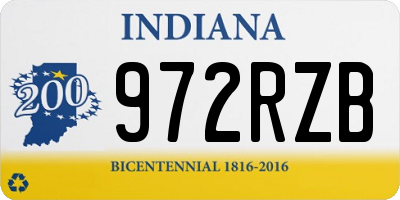 IN license plate 972RZB