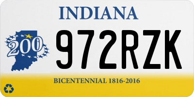 IN license plate 972RZK