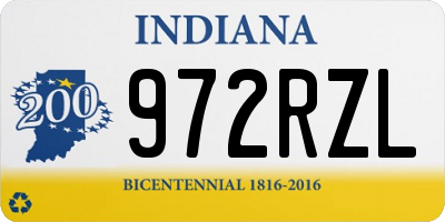 IN license plate 972RZL