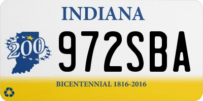 IN license plate 972SBA