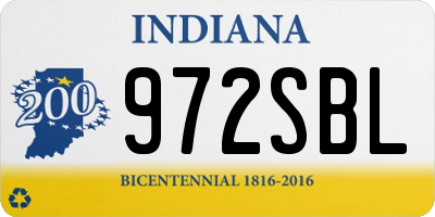 IN license plate 972SBL