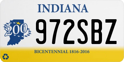 IN license plate 972SBZ