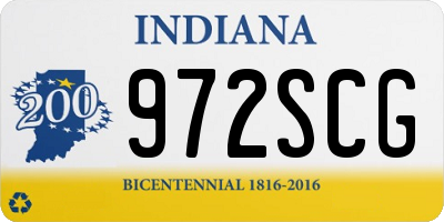 IN license plate 972SCG
