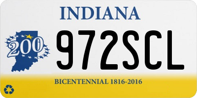 IN license plate 972SCL