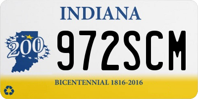 IN license plate 972SCM