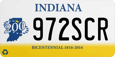 IN license plate 972SCR