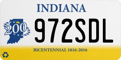 IN license plate 972SDL