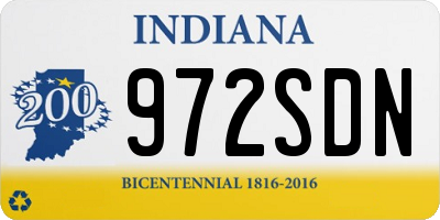 IN license plate 972SDN