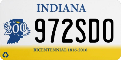 IN license plate 972SDO