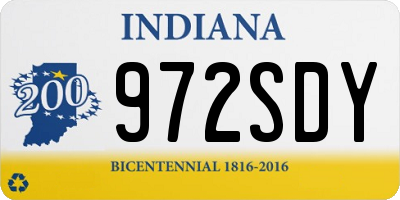 IN license plate 972SDY