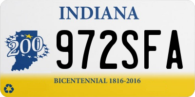 IN license plate 972SFA